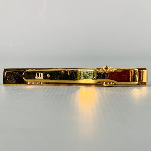 DUNHILL Gold Silver Engraved Metal Cuff Link Tie Clip Set - Picture 3 of 6
